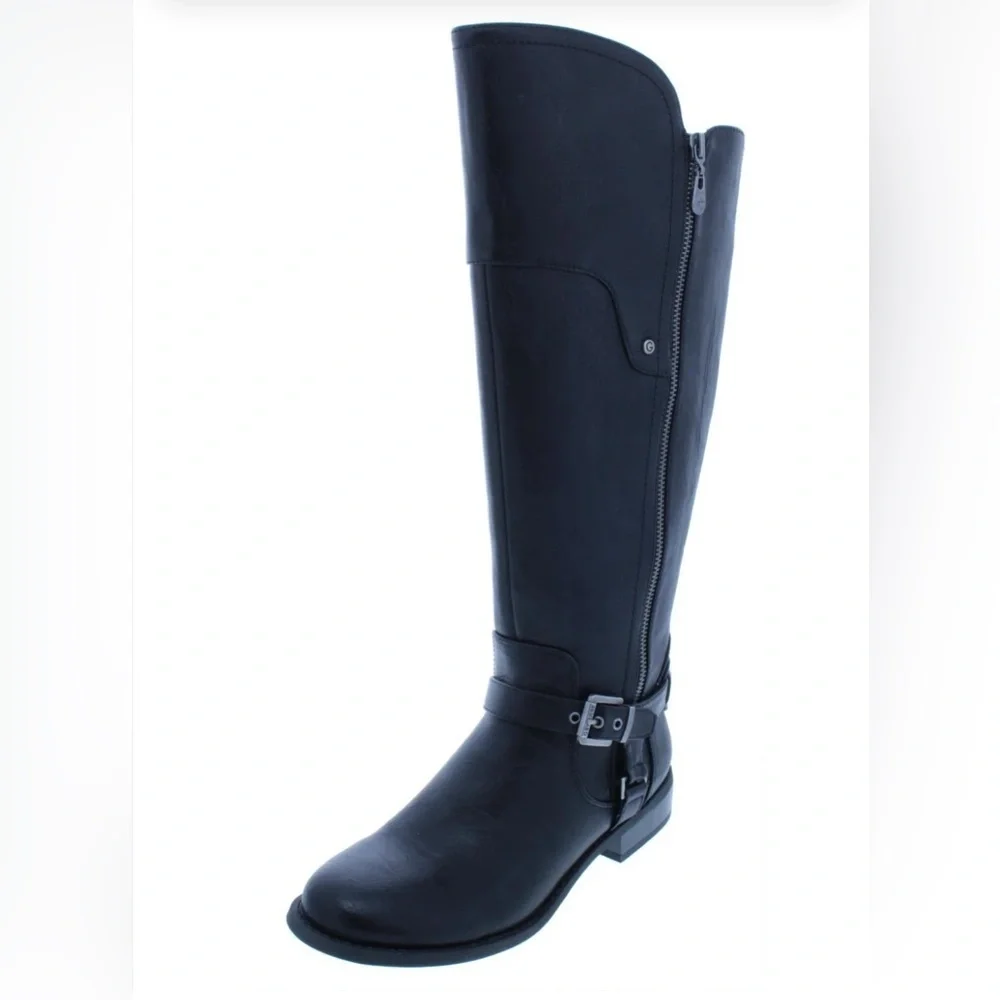 G by Guess Size 51/2 Black Womens Harson Faux Leather Riding Over-The-Knee Boots